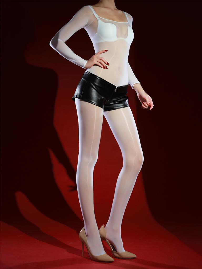 Sexy Women 5D Oil Glossy Shiny Jumpsuit Elastic Sheer See Through Bodysuit Sexy Yoga Shaper Slim Tights Maid Leotard