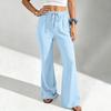 Women's Casual Color Drawstring Waist Loose Fit Flare Jogger Pants
