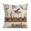 Thanksgiving Linen Pillowcase Autumn Pumpkin Print Pillow Cushion Cover