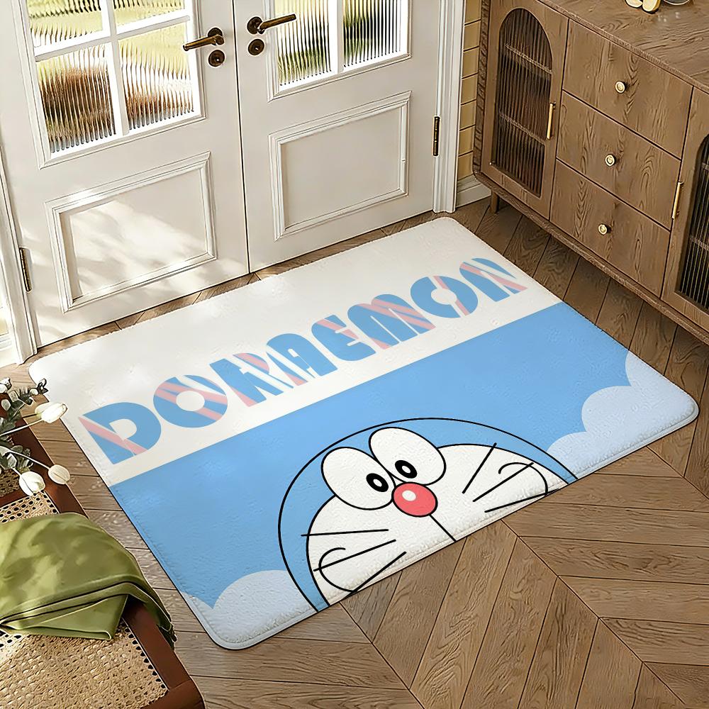 Doraemons Cartoon Fans Floor Mat Soft Thickened Absorbent Non-Slip Bedroom Living Room Door Mat Home Decor Flannel Rugs