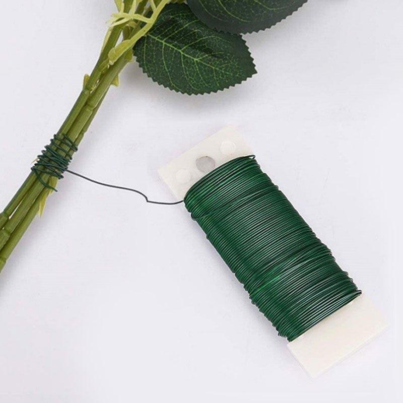 50M Green Lacquered Galvanized Wire Garden Twist Tie 0.5mm Flexible Floral Wire for Plant Binding Wreath Making DIY Craft