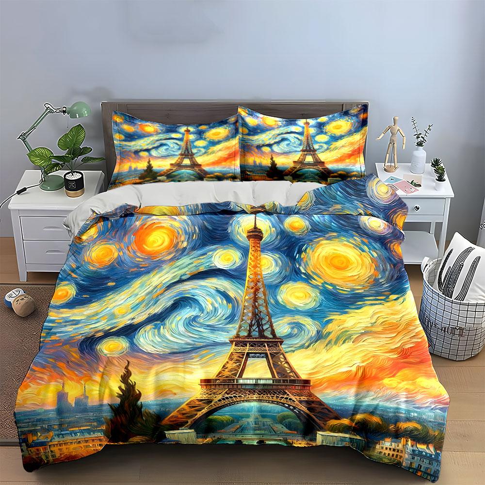 Starry Paris Three-Piece Set Kid'S And Adults' Bedroom Decor, Exquisite Three-Piece Bedding Set Gift