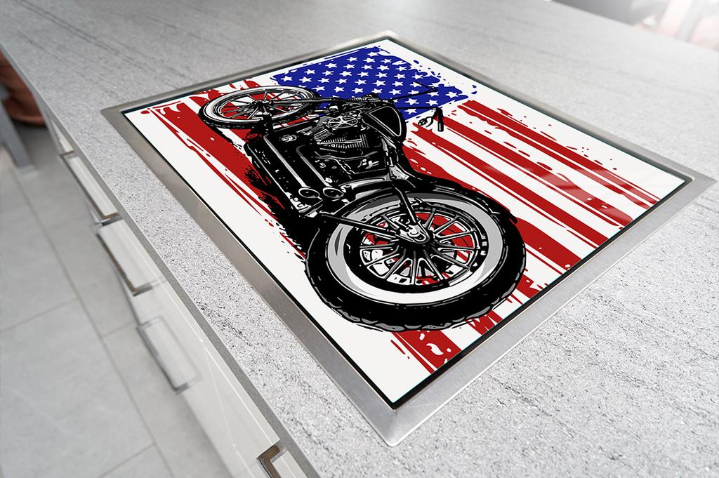 SZKLANA PŁYTA OCHRONNA NA KUCHENKĘ 70x52 MOTOCYKL