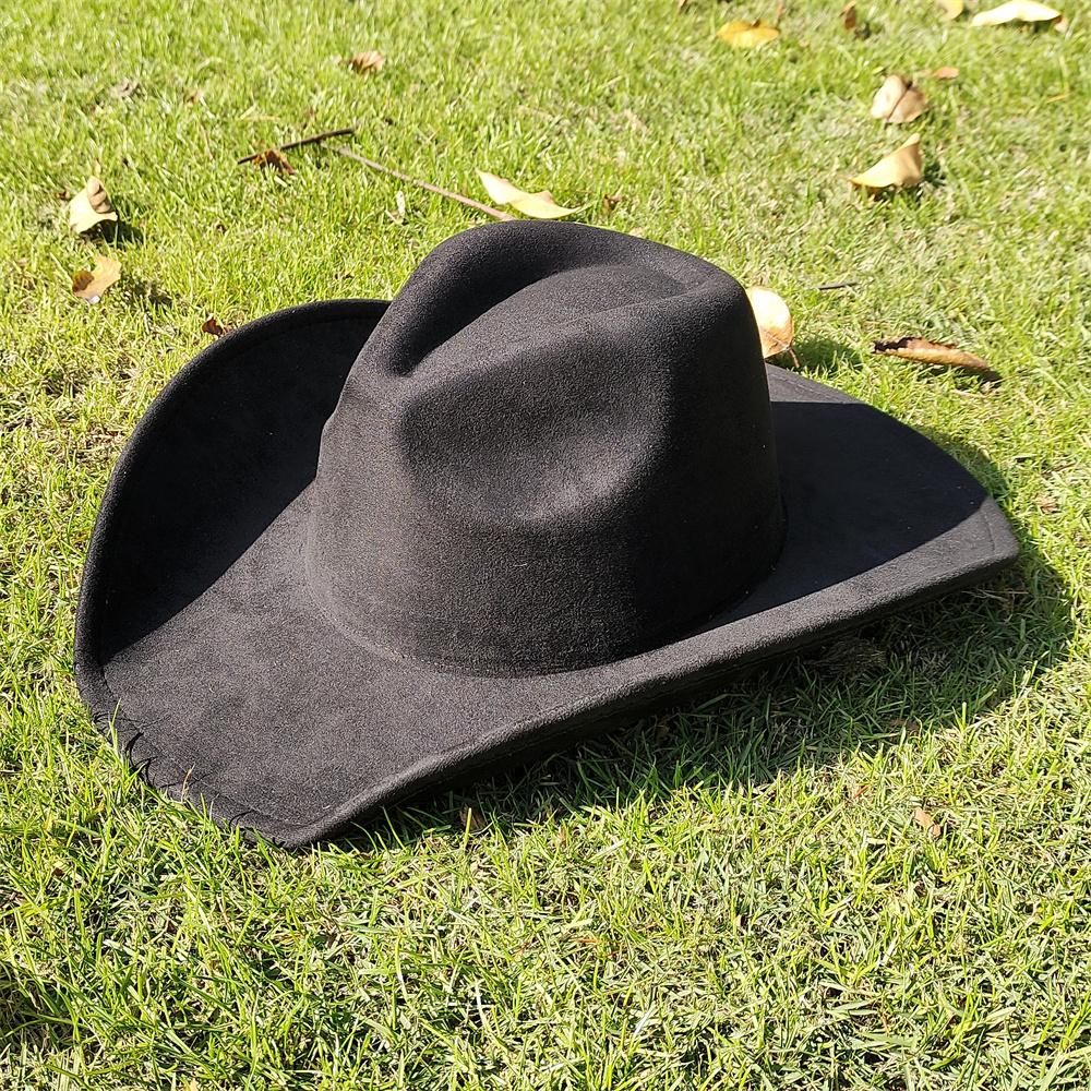 Nowy klasyczny zamszowy kapelusz fedora kowbojski z szerokim rondem 9,5 cm dla mężczyzn i kobiet, modny kapelusz podróżny na imprezę, sombrero vaquero