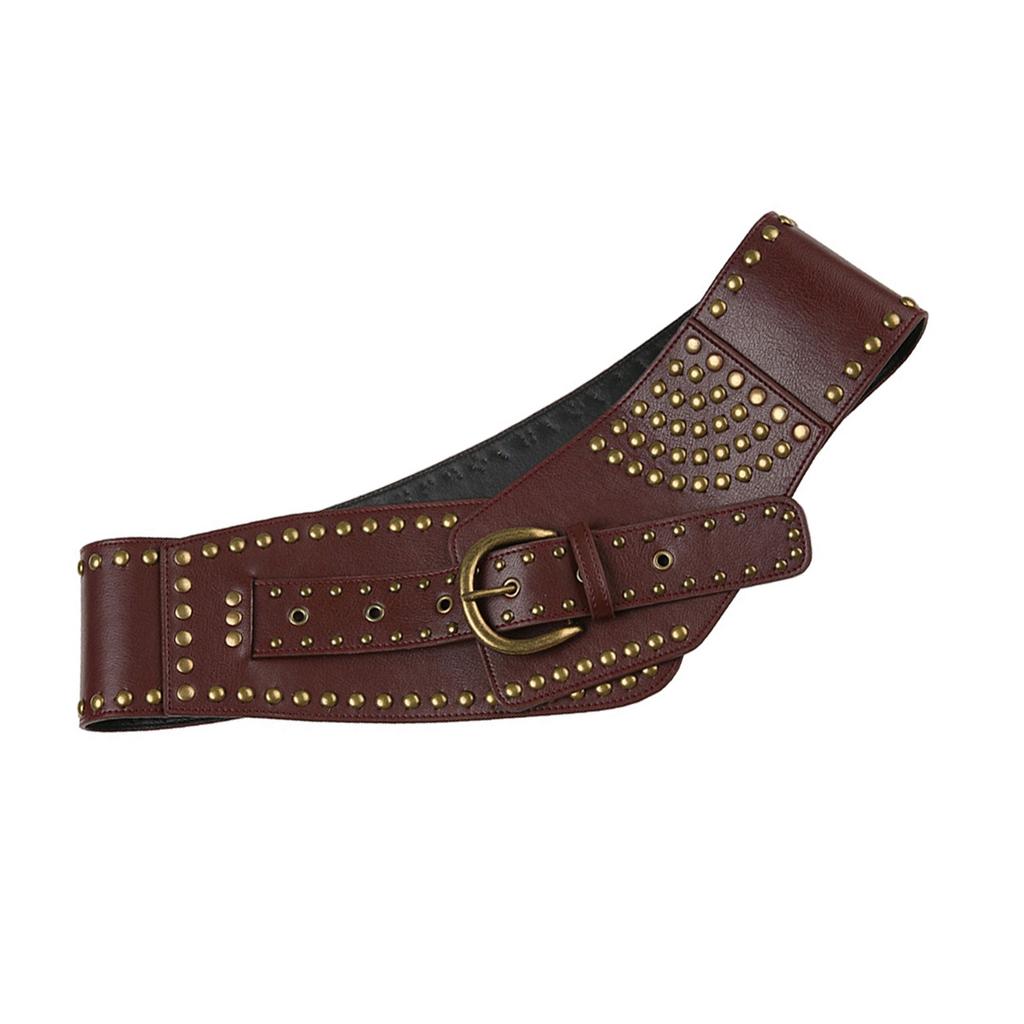 Rivet Studded Belt for Women Men Unisex Vintage Punk Cincher Belt for Jeans Pants Teens Decorative PU Leather Waistband