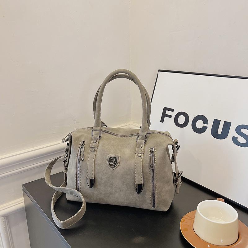 

Женская ретро матовая сумка-тоут через плечо большой вместимости One Size #1010 серый