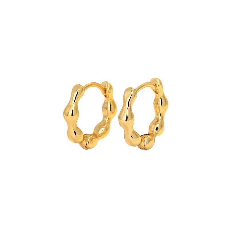 New High-end Bamboo Joint Hollow Gold Ear Buttons for Women's Niche Design Unique Earrings Earrings