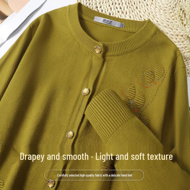 SNOWFLYING Women s Rhinestone Wool Blend Knit Cardigan M