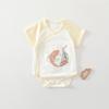 Newborn Baby Cotton Short Sleeve Romper - Triangle Crawling Suit, Lightweight, Snap Crotch, Class A.