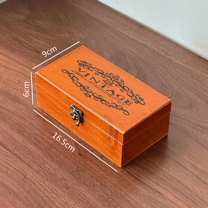 Retro Wooden Desk Organizer Box with Buckle Lid - Dustproof Storage for Jewelry & Cosmetics