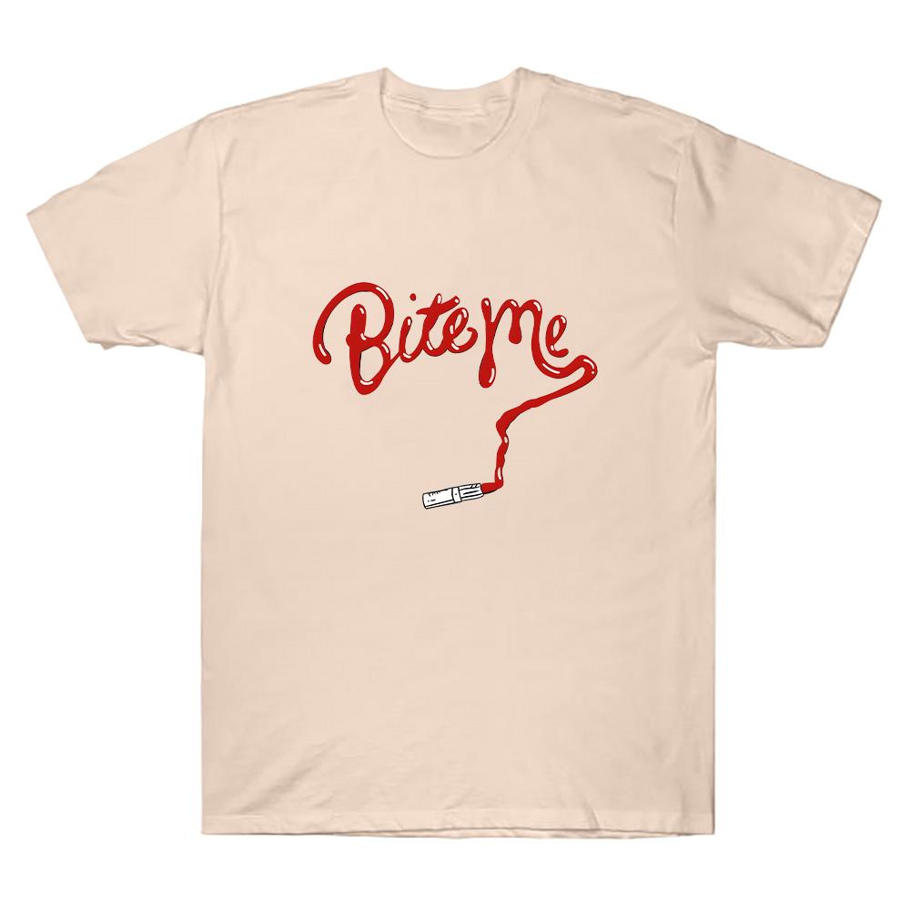 

Bite Me Lipstick Tee Reneé Rapp Fashion Graphic T Shirts Men Women Retro High Quality Cotton Oversized Tops Streetwear Clothing S
