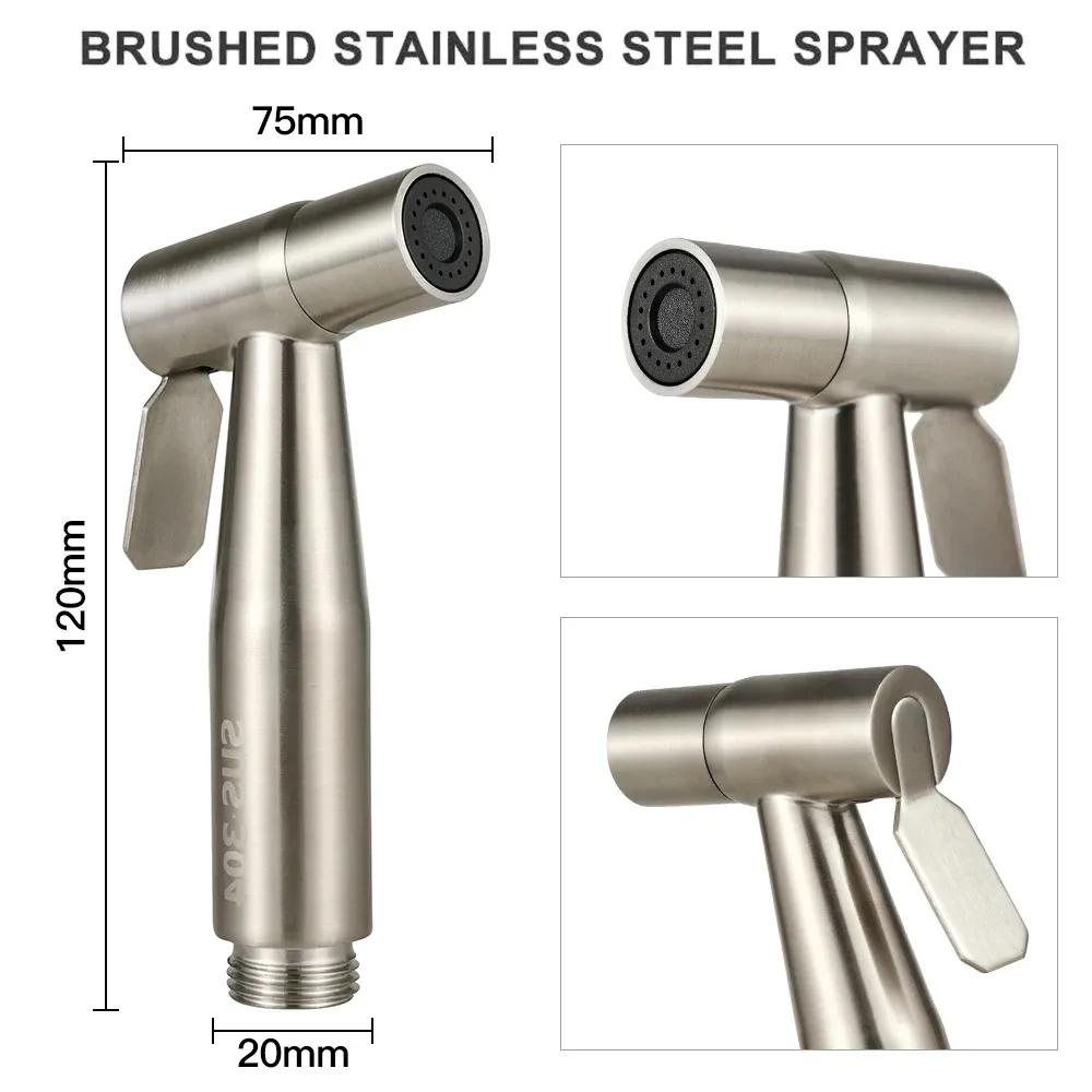Edelstahl Wasserhahn Spritzpistole Handheld Toilette Bidet Wasserhahn Edelstahl Hand Bidet Sprayer Gebürstet Wasser Sprayer