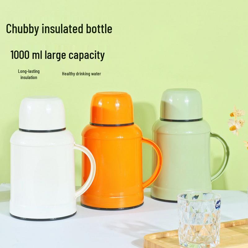 Household Thermos Flask: Large Capacity, Portable Thermal Insulation, Cold/Heat Retention, Available in White, Orange, Green.