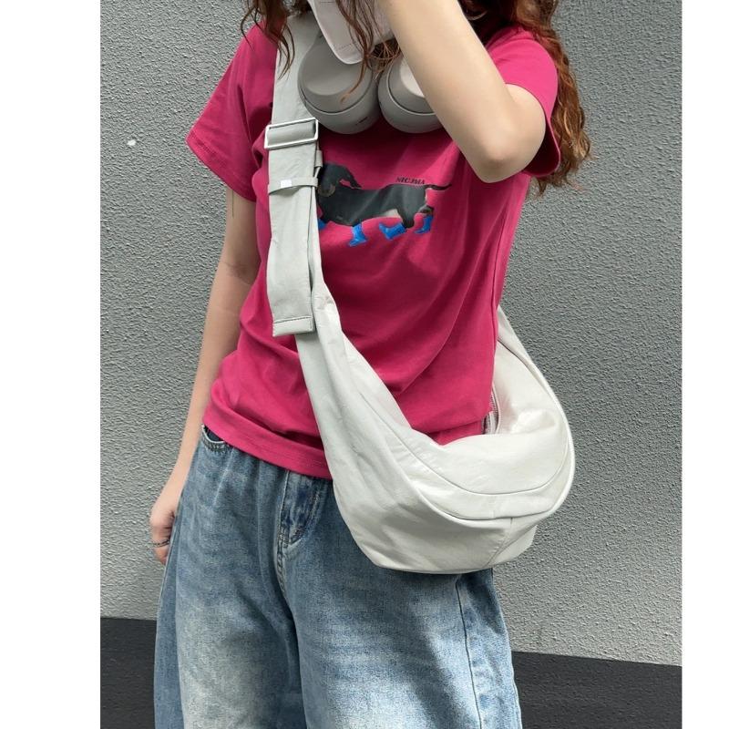 Oil Wax Skin Moon Dumpling Bag Retro Texture Crossbody Bag Underarm Single-shoulder Bag