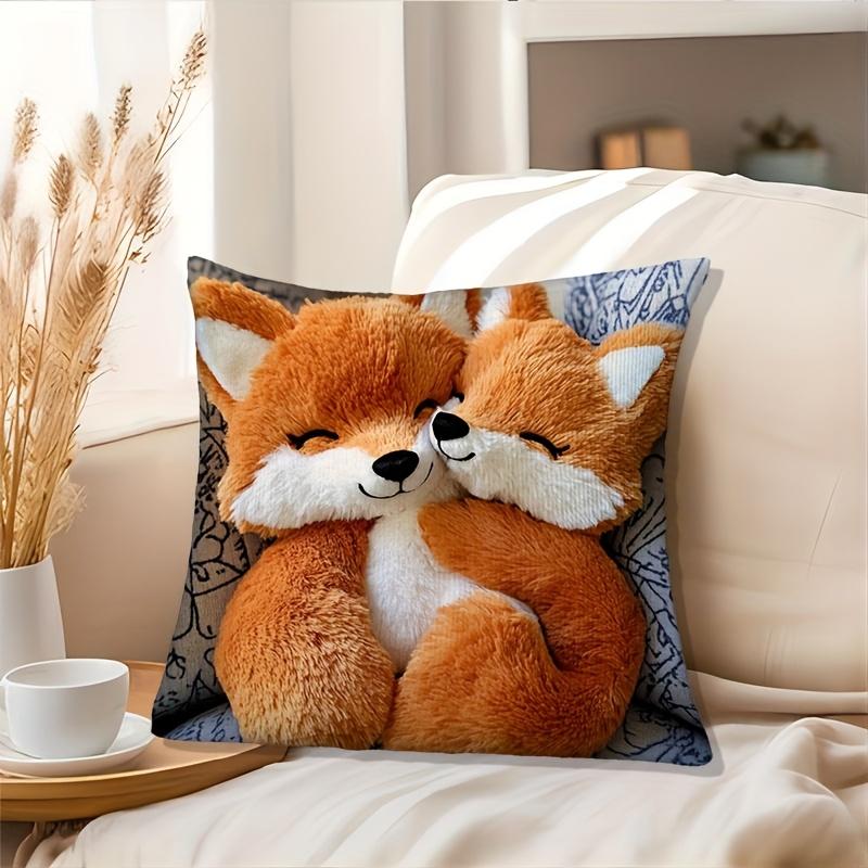 Niedliche Kissenhülle mit Fuchs-Print, mit Reißverschluss & maschinenwaschbar, Universelle Kissenhülle für Sofa, Schlafzimmer & Büro