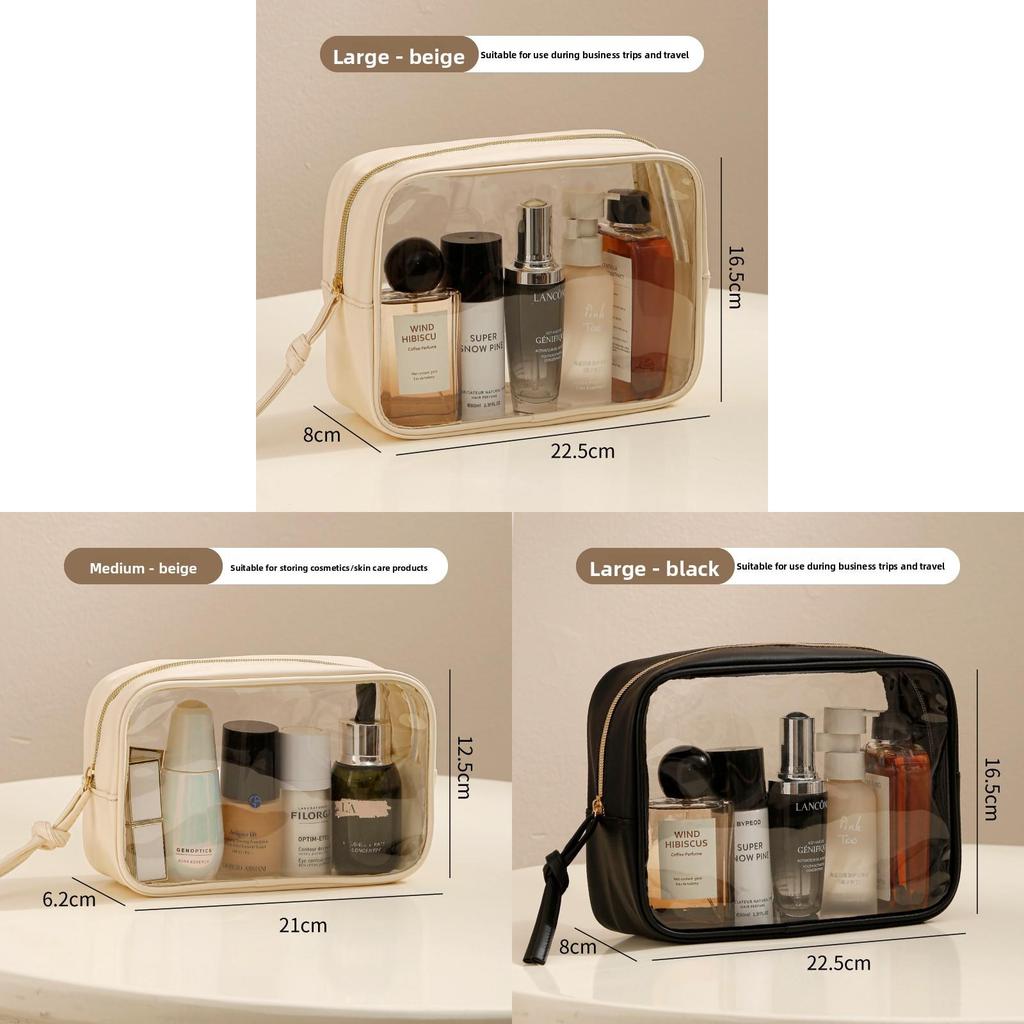 Portable Travel Toiletry Bag With Transparent Pvc Material And Large Capacity For Cosmetic Storage