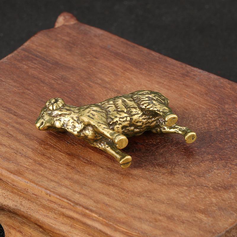 Solid Brass Small Sheep Figurines Miniatures Home Decor Desktop Ornament Tea Pet Decoration Antique Crafts Funny Children Gifts
