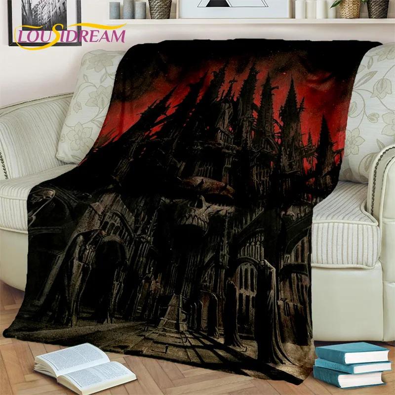 Horror Gothic Skull Ghost Cartoon  Blanket,Soft Throw Blanket for Home Bedroom Bed Sofa Picnic Travel Office Cover Blanket Kids