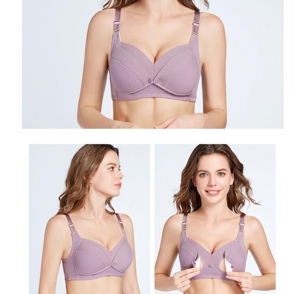 Intimo da allattamento in puro cotone arricciato anti-cedimento Abbigliamento post-parto per l'allattamento Reggiseno da maternità sottile a taglia grande con apertura frontale per primavera ed estate