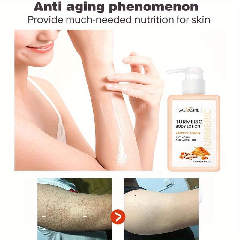 100 ml Körperaufhellungscreme Kurkuma-Körperlotion Langanhaltende feuchtigkeitsspendende, glatte Hautaufhellungscreme für dunkle Haut