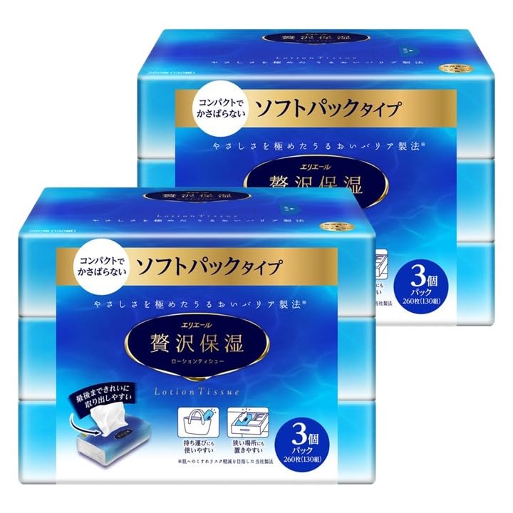 

Увлажняющие салфетки Elleair Luxury Soft Pack 260 листов x 6 упаковок [Оптовая закупка]