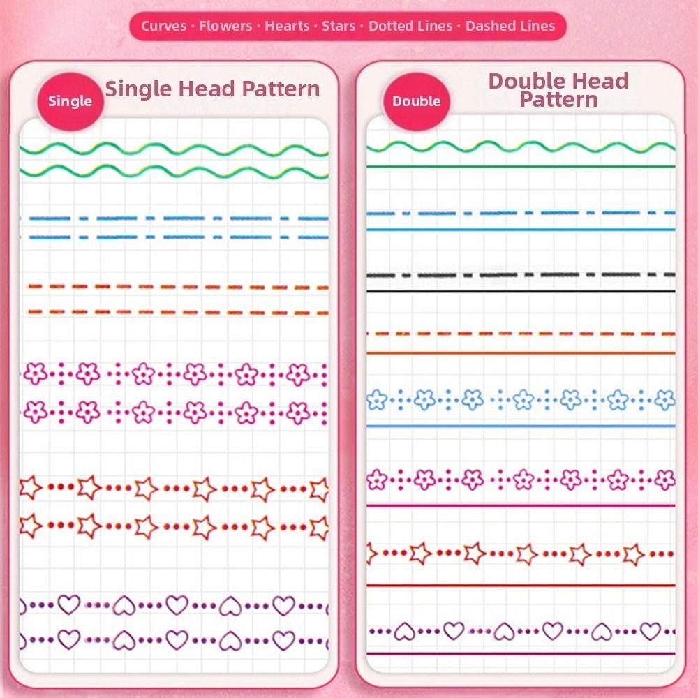 6Pcs/Set Flowers Line Shaped Colored Highlighter Pen Set Line Shaped Marker  Office Supplies