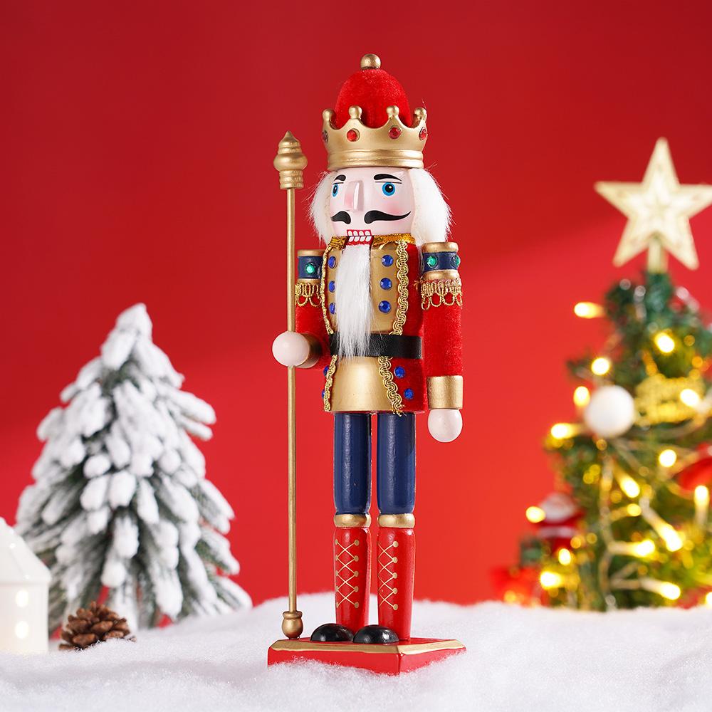 30CM Nutcracker Wooden European Style Cloth Walnut Clips Puppets Home Decor Ornament Christmas Decoration Handicraft Micro model