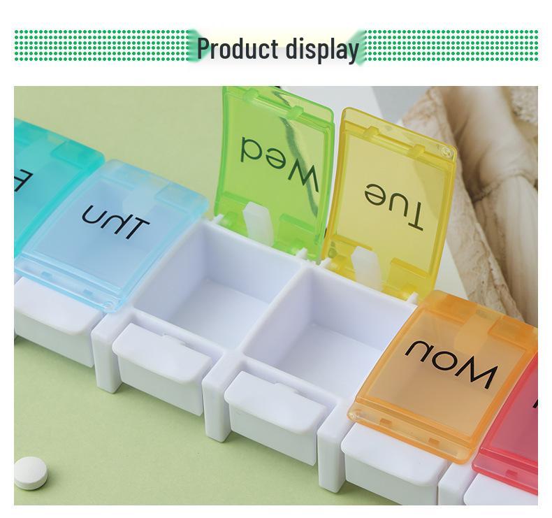 7-Day Portable Push-Button Pill Organizer with 7 Color-Coded Compartments