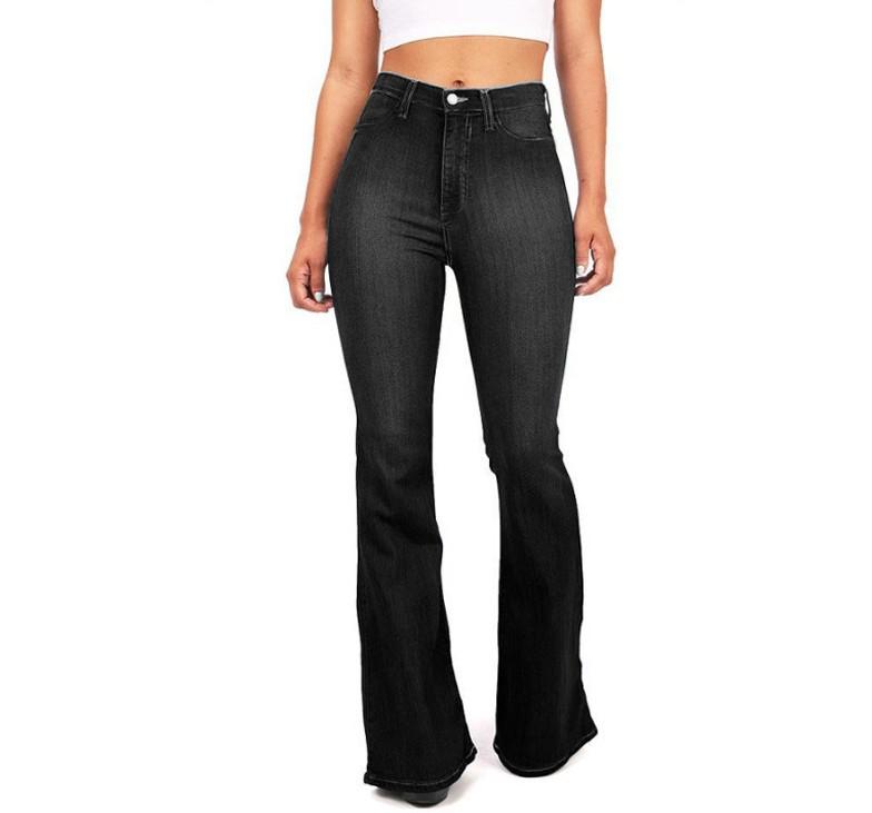 Elastic Slim Fit Wide Leg Jeans for Women XL чёрный