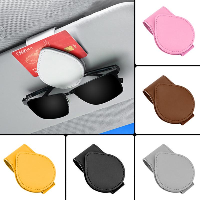 Leather Sunglasses Clip Sun Visor Car Interior Card Ticket Fastener Portable Sunglasses Holder Clips Auto Interior Accessories