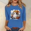Women's Fashion Casual Three-quarter Sleeve Halloween Printed Round Neck Top