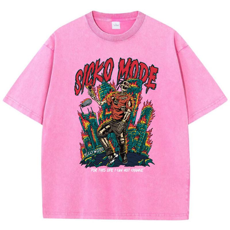 Sicko Mode For This Life I Can Not Change Male Tshirts Loose T-Shirts Street Soft Tee Clothes Street Brand Tshirt