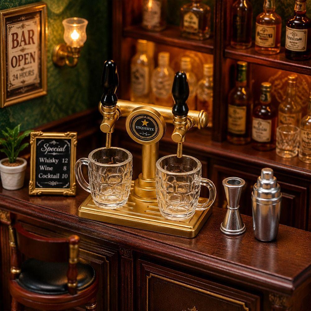 5pcs/set Dollhouse Decor Miniature Beer Tap Set Cocktail Shaker Miniature  Dollhouse Bar Accessories
