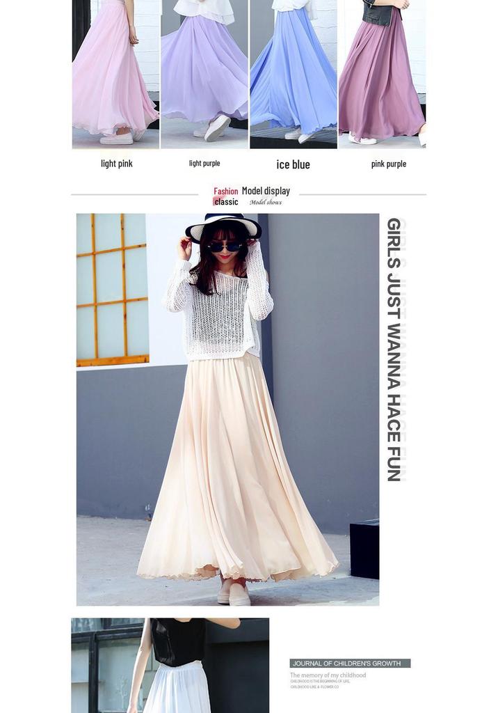 Women's Fairy Style Long Chiffon A-line Skirt - Slimming White Dance Hem for Summer