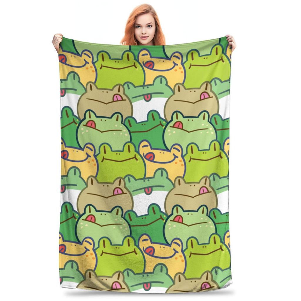 Frog Flannel Blanket Soft and Cozy Throw Blanket for Kids and Adults Cartoon Frogs Sofa Bed Blankets Frog Gifts for Frog Lovers