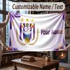 Custom Name Flannel Throw Blanket Anderlecht FC Logo Pattern Warm Home Decoration