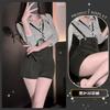 Sex underwear large size sweet and spicy pure desire temperament royal sister style striped shirt top high waist strap shorts women