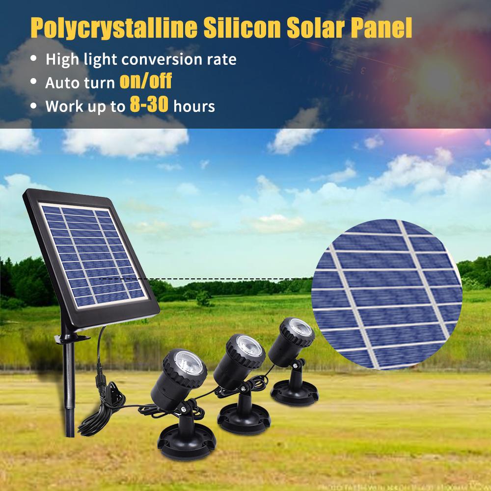 LED Pool Lights Waterproof Solar Powered Garden Pond Light Pathway Walkway Lawn Backyard Lighting Outdoor Security