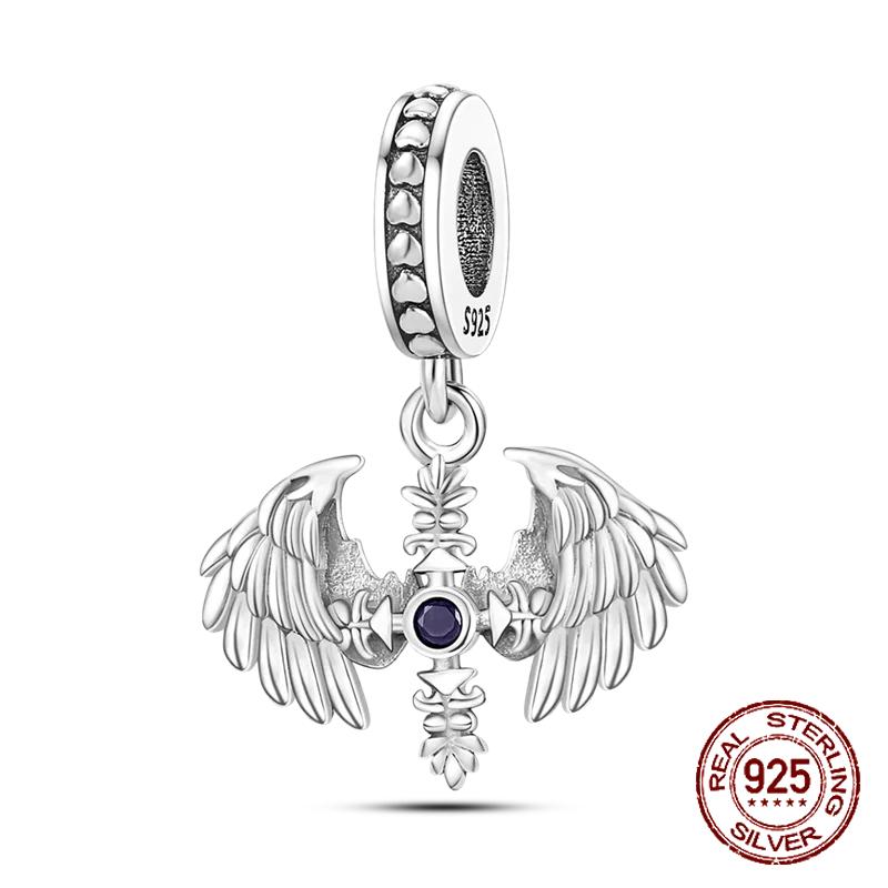 Inlaid Zircon Charm Beads Copper Color Love Heart Snake Dangle Fit Original Bracelet Charms Pendant Jewelry