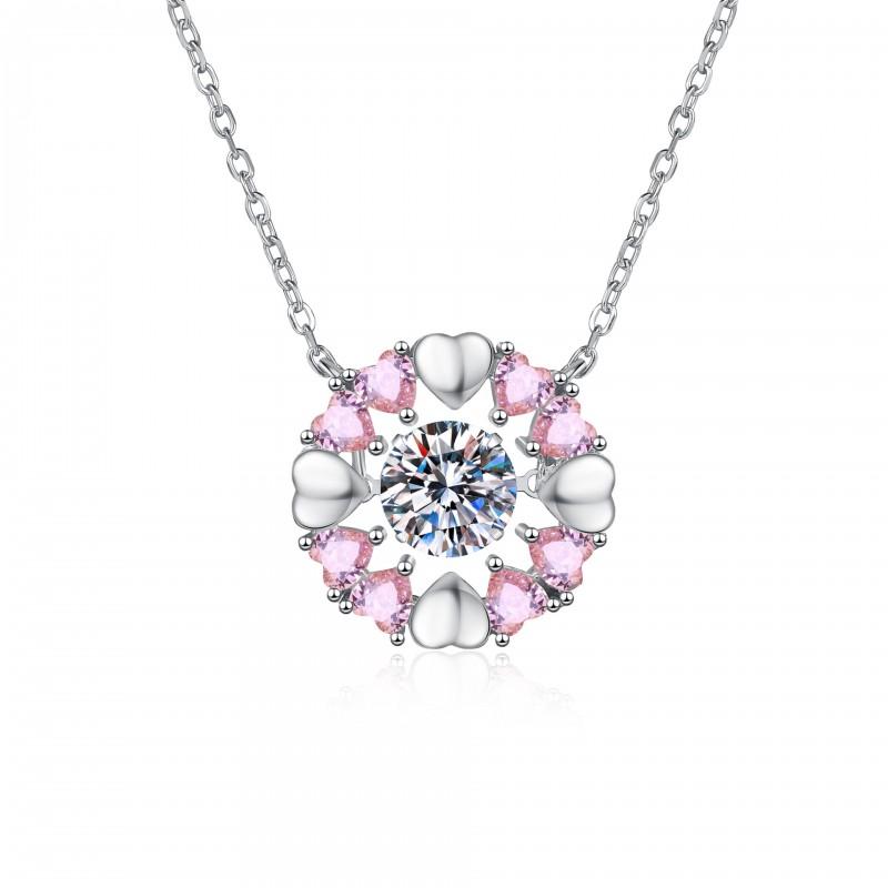 Moissanite Heart Necklace Love Pendant Chain Women Valentine Gift