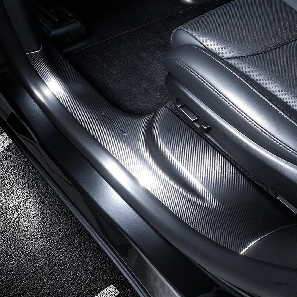 For Tesla Model 3 Highland ABS Car Front Rear Door Sill Protector Threshold Strip Waterproof Anti-kick Guard Panel Accessories Interior Mirrors 6