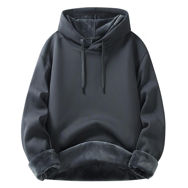 Fashion Sweater Men's New Spring, Autumn and Winter Solid-colour Padded and Thickened Hoodie Tide Couple Round Neck Jacket Tops