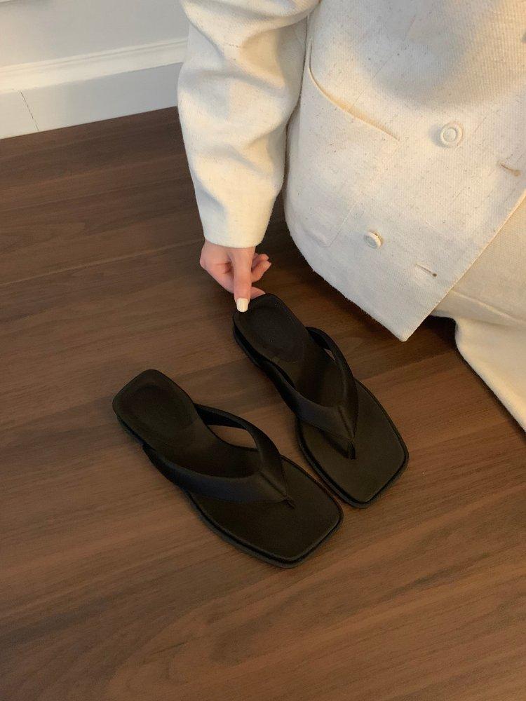 Fashion slope heel flip-flops slippers women's shoes outer wear summer seaside silver sandals beach shoes niche sandals