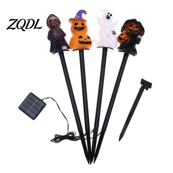Automatic Dusk to Dawn Lights 4Pcs/Set Halloween Solar Ghost Stake Light, 4-in-1 Pumpkin with LED Pathway Lighting Lights, Waterproof Decorative Lamp