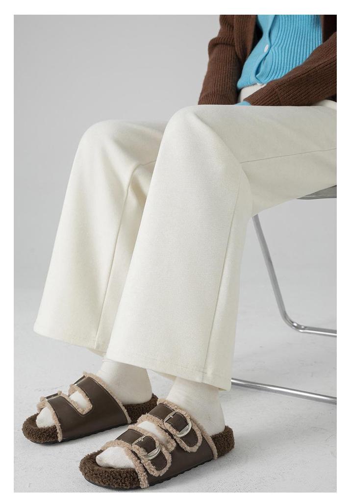 2025 New Style Fleece-Lined Cashmere Maternity Pants: Autumn/Winter Wide-Leg Design with Belly Support