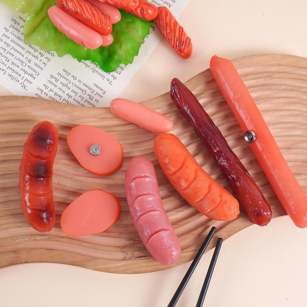 Grilled Sausage Magnet & Keychain Toy - Simulated Hot Dog & Cured Sausage