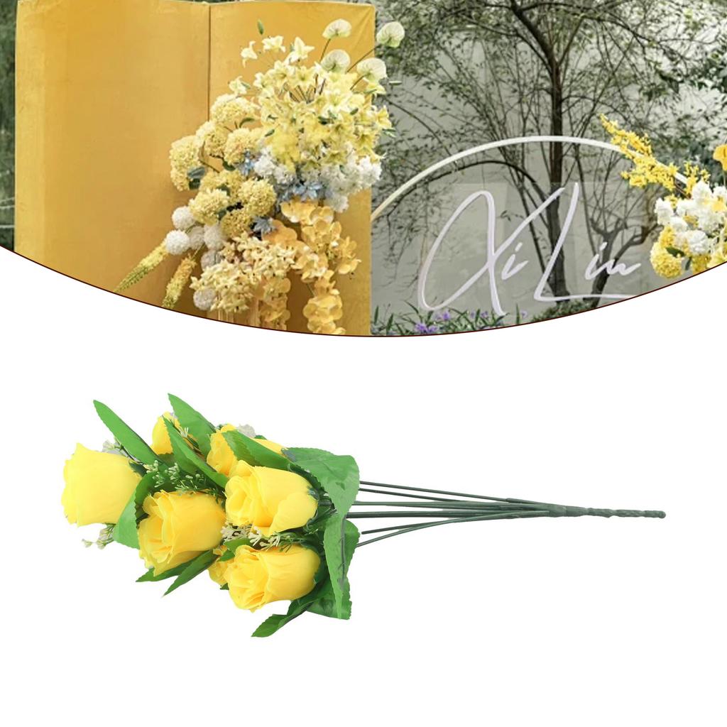 Simulated Flower Fake Flowers Sunset Red Yellow Rose Red Blue Milk White Plastic Simulated Silk Plastic Flower
