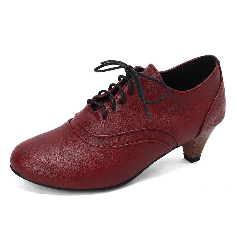 Fashion 2025 Spring Autumn Women Oxford Lace Up Shoes Vintage Round Toe Women Ankle Boots England Style high heels Ladies Chaussure femm