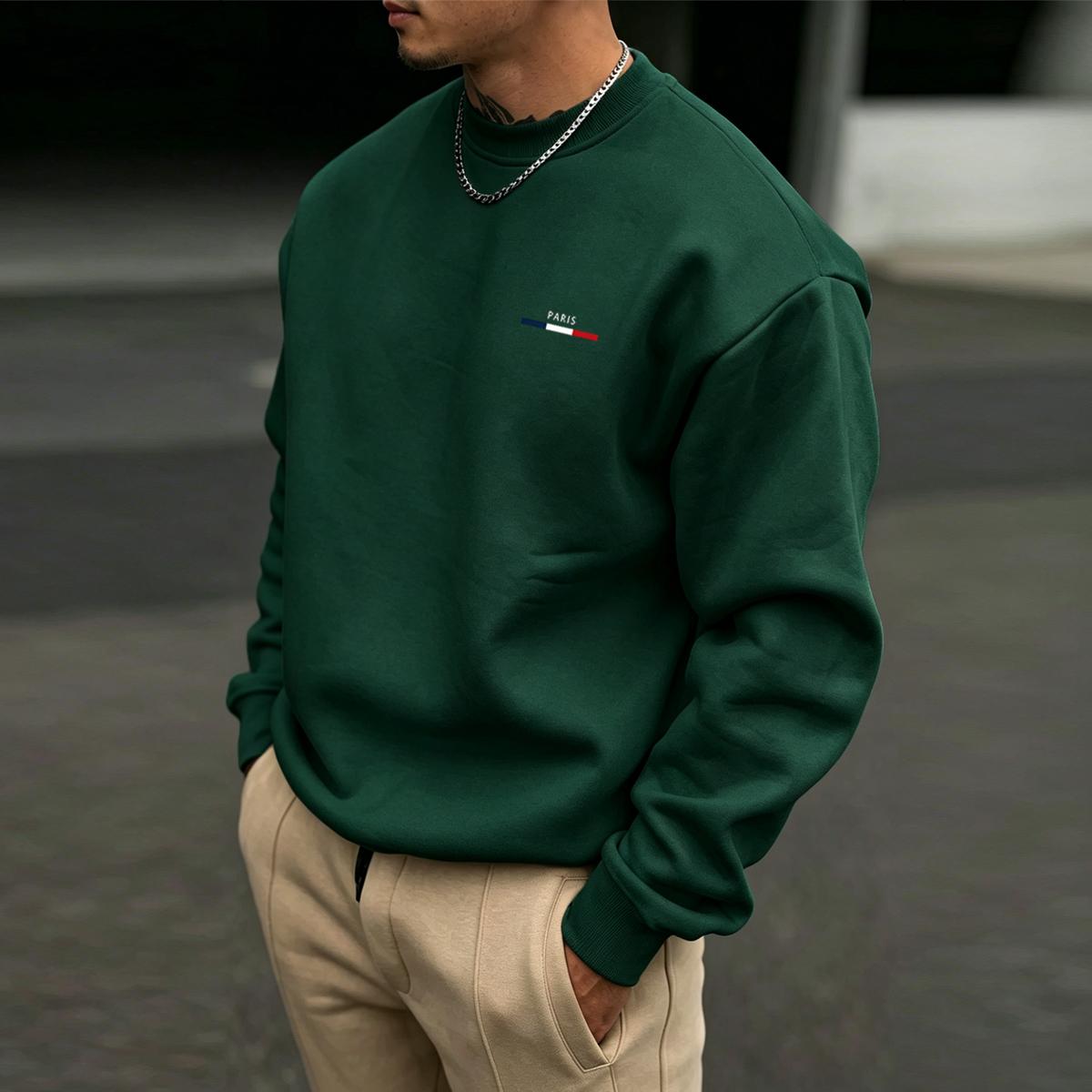 Herren Athletisches Rundhals-Sweatshirt, Lässige Langarm-Sportoberteile, Pullover mit normaler Passform zum Laufen, Outdoor, Fitnessstudio, Pendeln, Freizeitkleidung M grün