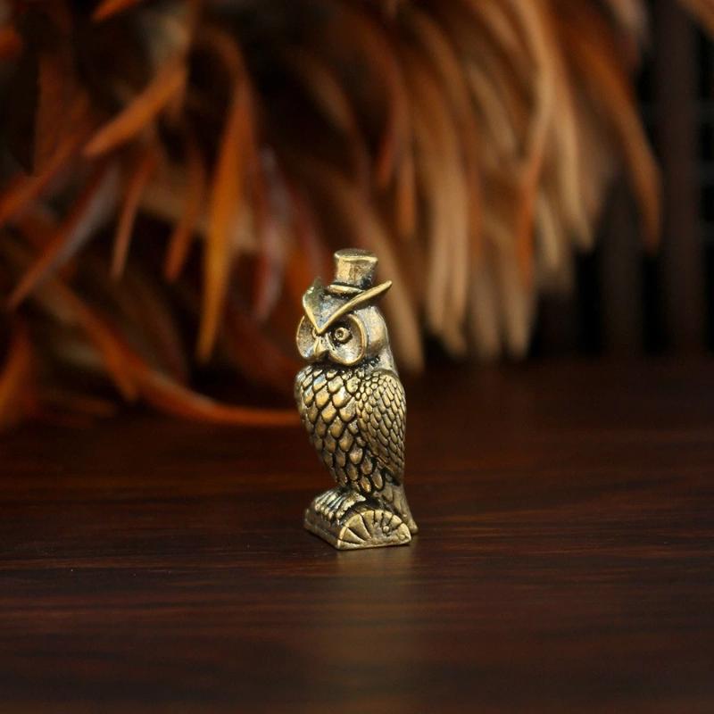 Brass Owl Ornament Handmade Boho Decor Creative Figurine Small Desk Decorations Unique Gift For Home Luxury Decor Home Decor
